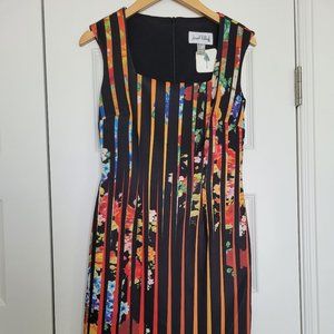 Joseph Ribhoff, Stripes with Flowers dress, Multi Colored, New Condition, Size 2